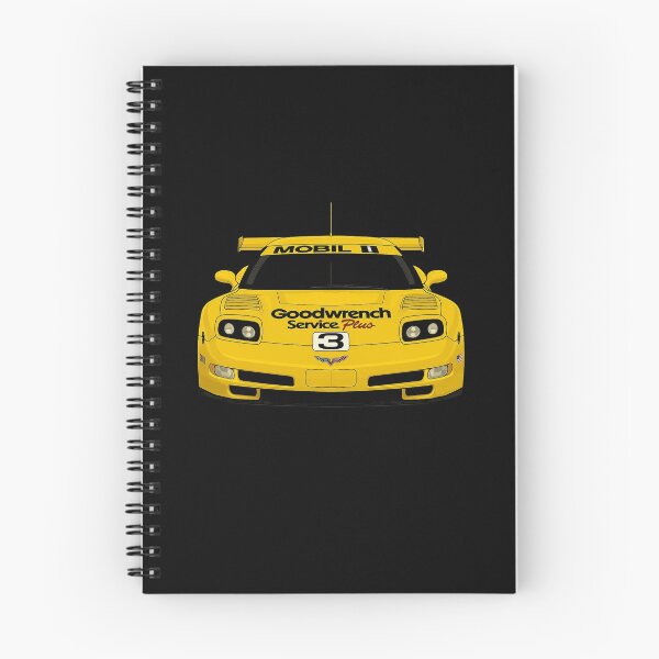 Aperçu de l'œuvre Vue de face de la Corvette C5R – Livrée de course jaune n° 3 créée et vendue par TheArtOfCar.