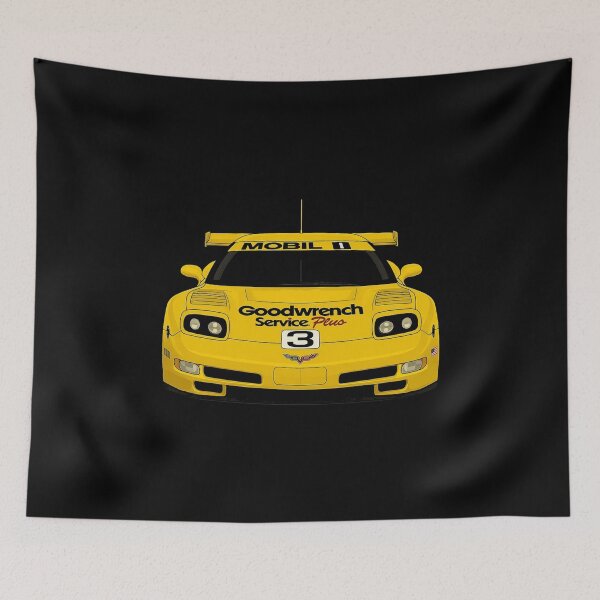 Item preview, C5R Corvette Front View Art – #3 Yellow Racing Livery  designed and sold by TheArtOfCar.