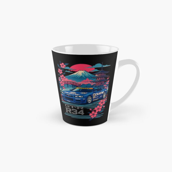 Item preview, Calsonic Nissan Skyline R34 GTR with Mount Fuji and Sakura – JDM Racing Art designed and sold by TheArtOfCar.