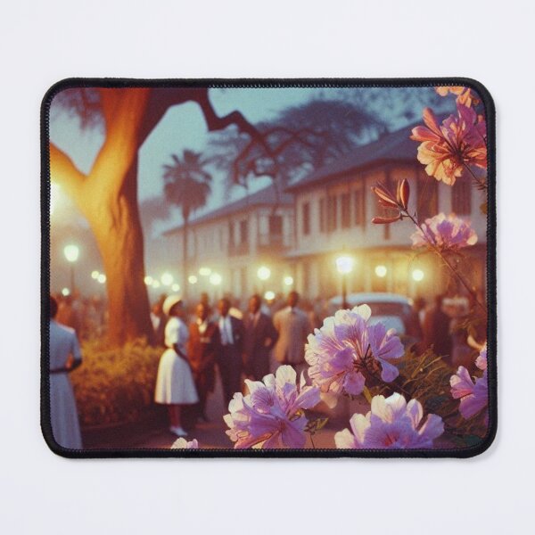 Item preview, 1960s Bulawayo Night – AI Colorful Artwork with Purple and Orange Glow for Clothing and Accessories for Plant Lovers designed and sold by knalpot-design.