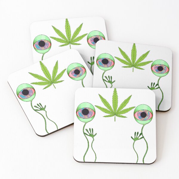 Item preview, Funny Green Sativa Gardening Leaf with Alien Eyes designed and sold by Doodle & Wheel.