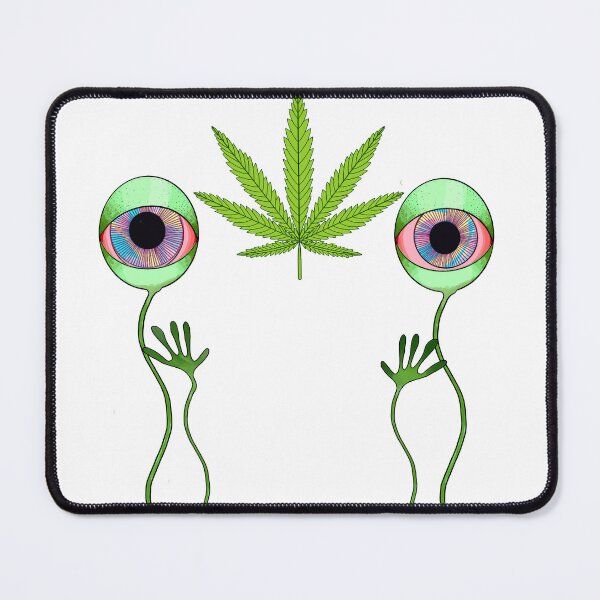 Item preview, Funny Green Sativa Gardening Leaf with Alien Eyes designed and sold by Doodle & Wheel.