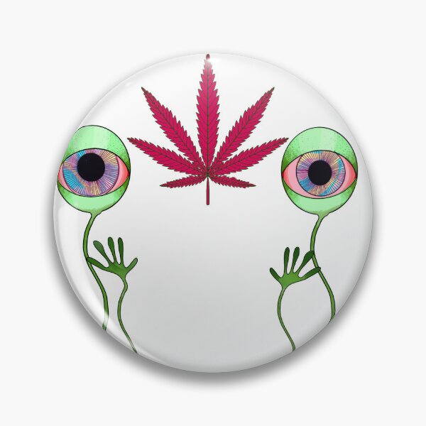 Item preview, Funny Pink Sativa Gardening Leaf with Alien Eyes designed and sold by Doodle & Wheel.