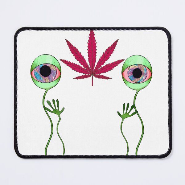 Item preview, Funny Pink Sativa Gardening Leaf with Alien Eyes designed and sold by Doodle & Wheel.