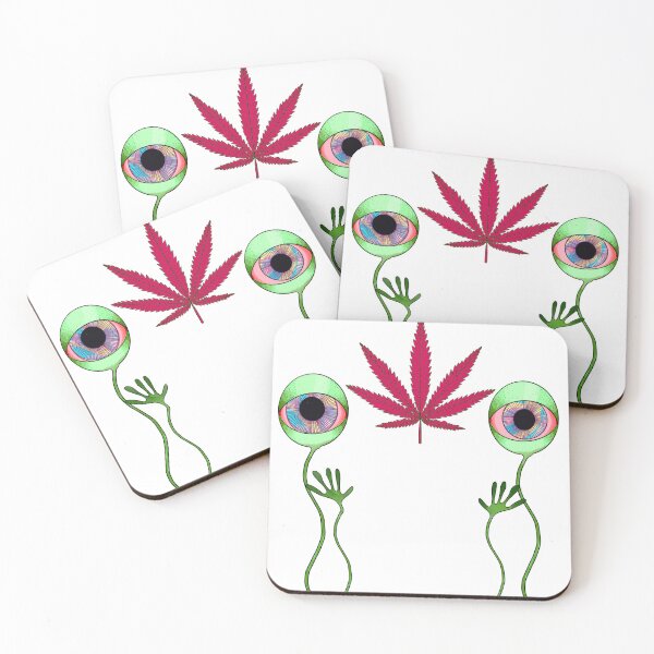 Item preview, Funny Pink Sativa Gardening Leaf with Alien Eyes designed and sold by Doodle & Wheel.