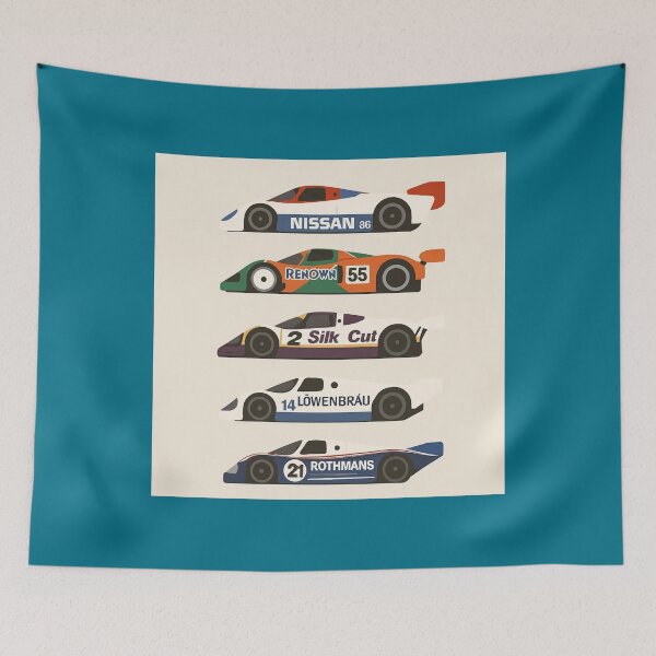 Item preview, Minimalist Group C Legends – Retro GTP Race Car Poster Featuring Renown, Rothmans, Silk Cut, Löwenbräu, and Nissan designed and sold by TheArtOfCar.