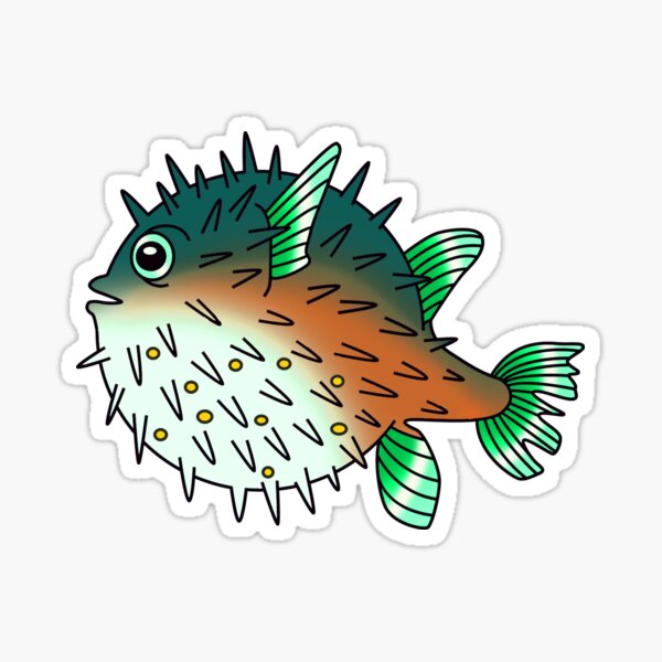 Seafoam Pufferfish Sticker