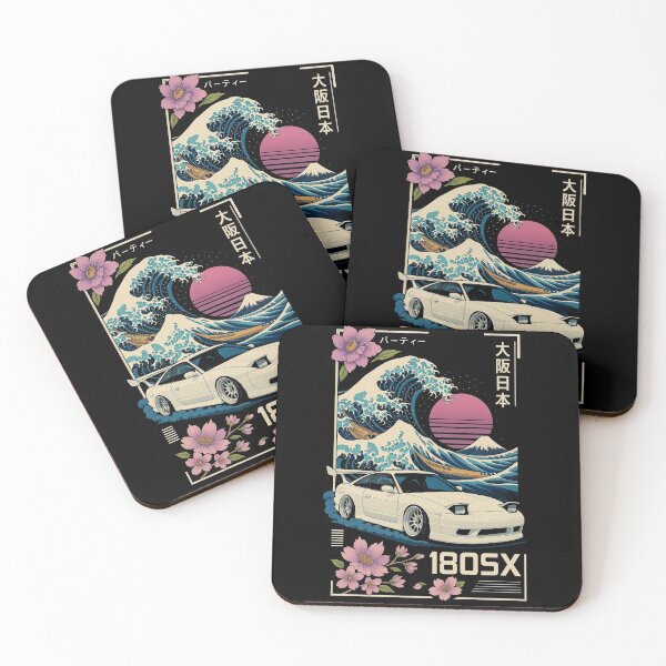 Item preview, JDM Nissan 180SX Osaka Drift Art – Great Wave, Sakura, and Retro Japanese Style designed and sold by TheArtOfCar.