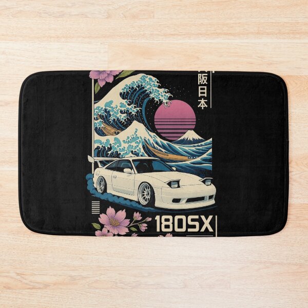 Item preview, JDM Nissan 180SX Osaka Drift Art – Great Wave, Sakura, and Retro Japanese Style designed and sold by TheArtOfCar.