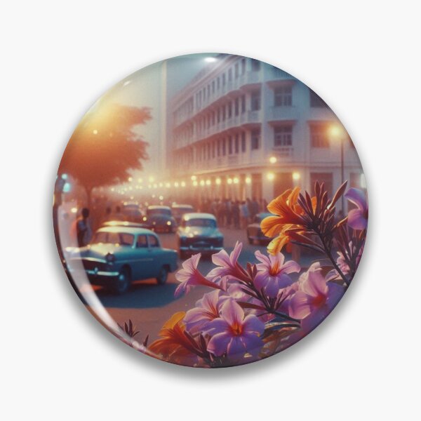 Item preview, 1960s Lusaka Night – AI Colorful Artwork with Lilac and Orange Glow for Clothing and Accessories for Plant Lovers designed and sold by knalpot-design.
