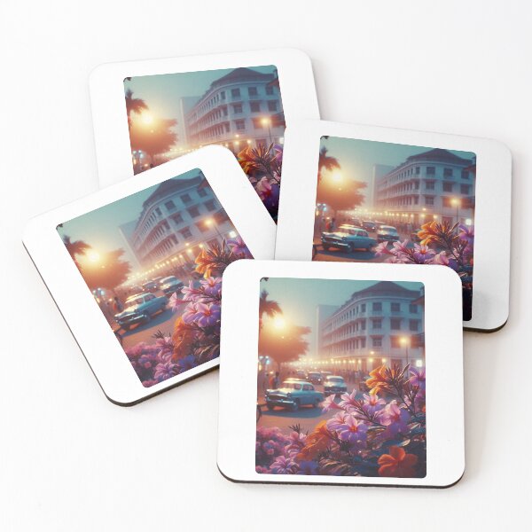Item preview, 1960s Lusaka Night – AI Colorful Artwork with Lilac and Orange Glow for Clothing and Accessories for Plant Lovers designed and sold by knalpot-design.