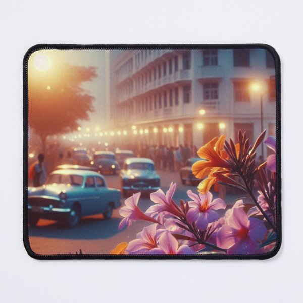 Item preview, 1960s Lusaka Night – AI Colorful Artwork with Lilac and Orange Glow for Clothing and Accessories for Plant Lovers designed and sold by knalpot-design.