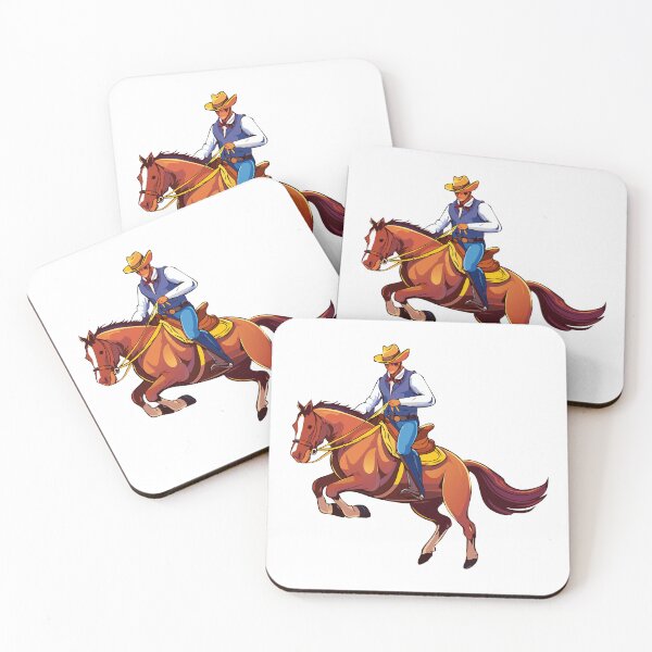 Item preview, Bronco, Bucking horse with the man, Rodeo cowboy rider sitting on a wild horse mustang, galloping cowboys on horseback at a rodeo designed and sold by Danler.