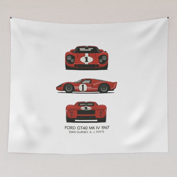 Item preview, 1967 Ford GT40 MK IV – Triple View Le Mans Winning Race Car Artwork designed and sold by TheArtOfCar.