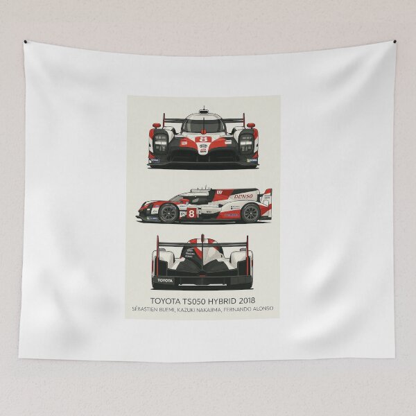 Item preview, Toyota TS050 Hybrid 2018 – Triple View Le Mans Winning Race Car Art designed and sold by TheArtOfCar.