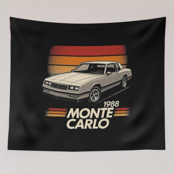 Item preview, 1988 Chevy Monte Carlo Sunset – Vintage G-Body Coupe Art with Retro Stripes designed and sold by TheArtOfCar.