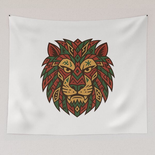 Item preview, Amazigh Lion Mask – Tribal Symbolism & Geometric Power designed and sold by ALITOPRINCE.