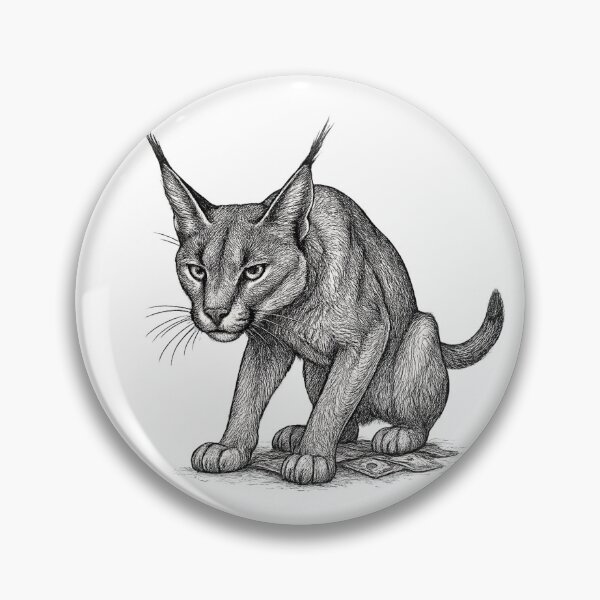 Aperçu de l'œuvre Le regard du prédateur – Caracal à l'encre créée et vendue par cottoncode.