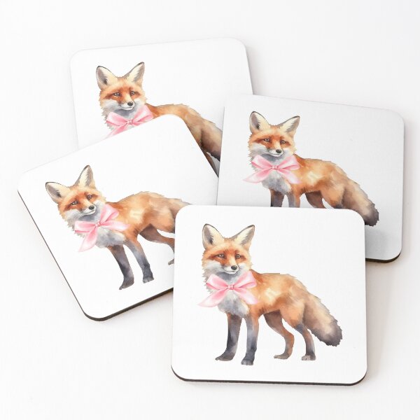 Artikelvorschau, Aquarell Fuchs mit rosa Schleife – Coquette Soft Girl Era Woodland Animal Art entworfen und verkauft von DivinePassion.