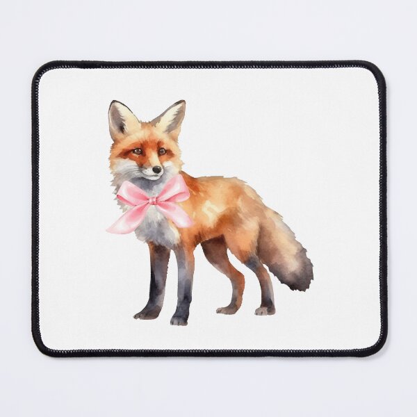 Artikelvorschau, Aquarell Fuchs mit rosa Schleife – Coquette Soft Girl Era Woodland Animal Art entworfen und verkauft von DivinePassion.