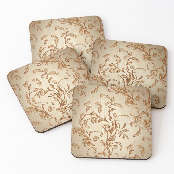 Item preview, Elegant Vintage Baroque Floral Pattern – Golden Brown Ornate Design designed and sold by Ink And Inspire.