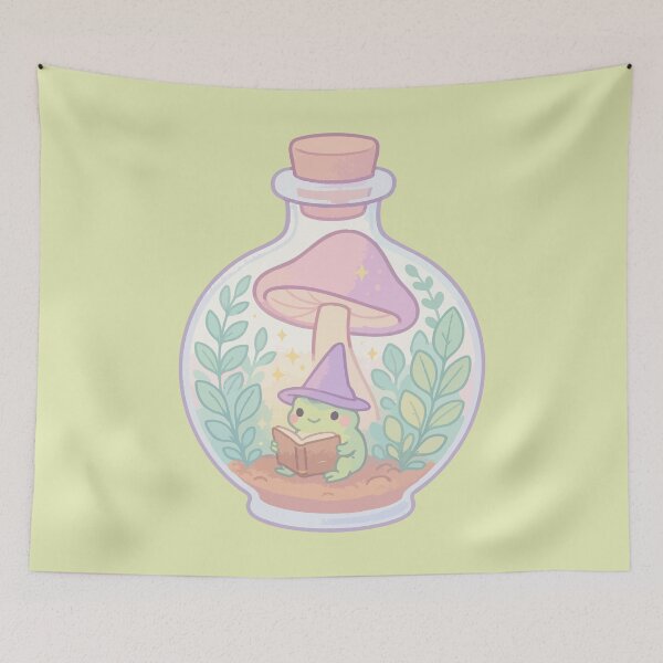 Item preview, Cute Frog Reading Book Pastel Plants designed and sold by TomFrontierArt.