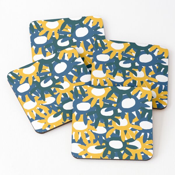 Item preview, Iconic Mid Century Modern Floral Pattern in Blue and Yellow designed and sold by Deutschic.
