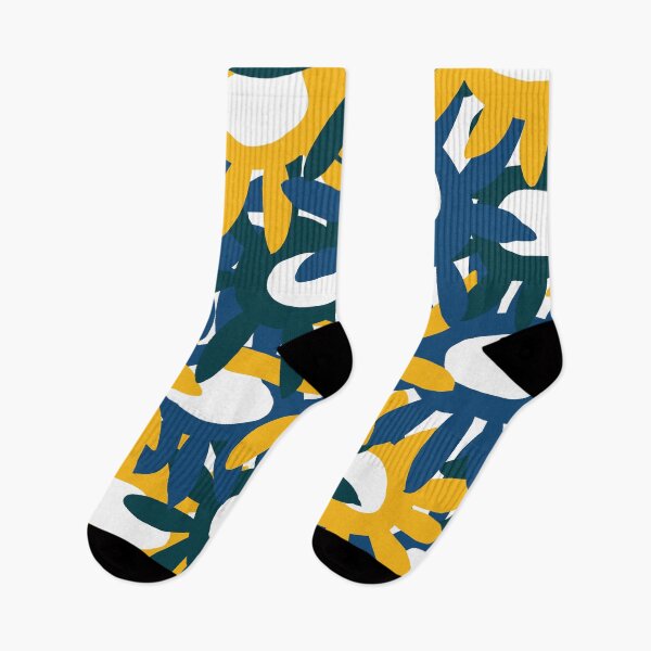 Item preview, Iconic Mid Century Modern Floral Pattern in Blue and Yellow designed and sold by Deutschic.