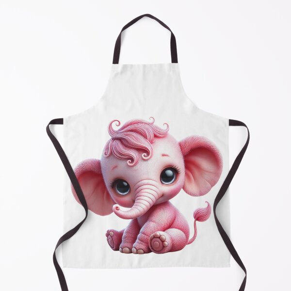 Item preview, Curly Pink Baby Elephant – Sweet Kawaii Nursery Charm designed and sold by FusiTink.