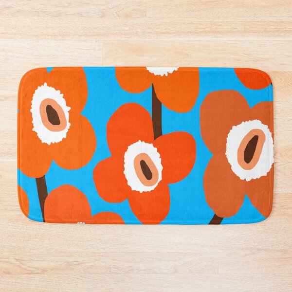 Item preview, Iconic Retro Scandinavian Flowers in Orange and Blue designed and sold by Deutschic.
