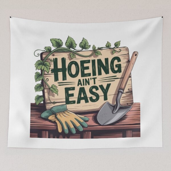 Item preview, Funny Gardening Shirt - "Hoeing Ain’t Easy" Vintage Garden Tools Design designed and sold by DRAWZENART.
