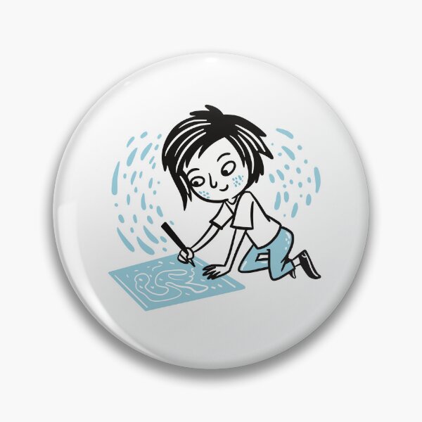 Item preview, Girl writing on the ground in blue designed and sold by jasmineberry.