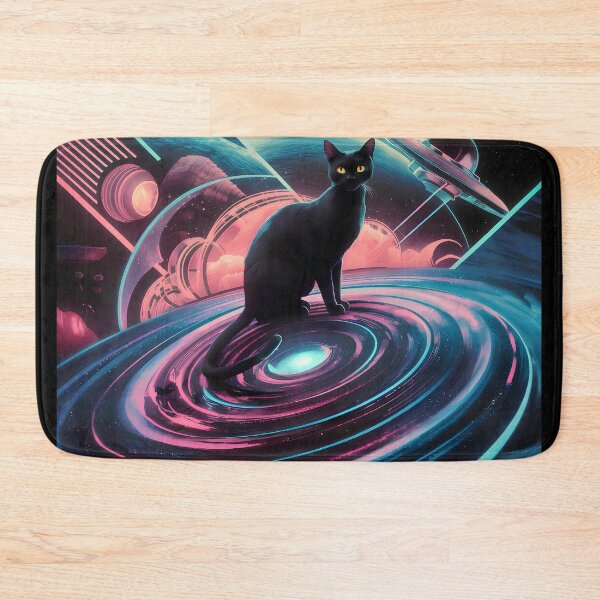 Item preview, Cat on a neon space disk travels through interstellar space designed and sold by Paul-Place.