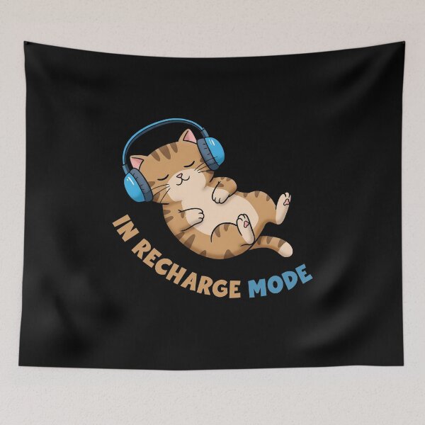 Item preview, Cat in Headphones - In Recharge Mode designed and sold by Meow Cat.