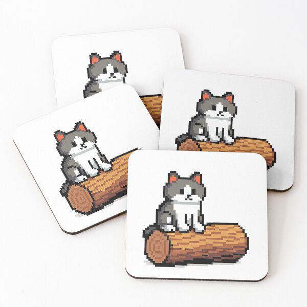 Item preview, Pixel Cat on a Log – Retro Kawaii Vibes designed and sold by InsertQuests.