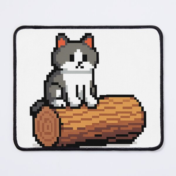 Item preview, Pixel Cat on a Log – Retro Kawaii Vibes designed and sold by InsertQuests.