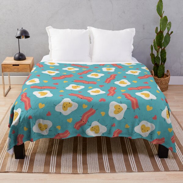 Item preview, kawaii eggs and bacon - better together (blue) designed and sold by Becca Alessi.