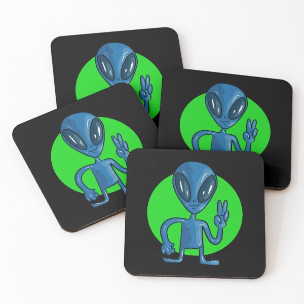Item preview, Small blue alien waving with a message of peace designed and sold by Joncasmiart.