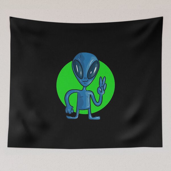 Item preview, Small blue alien waving with a message of peace designed and sold by Joncasmiart.