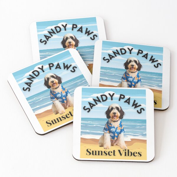 Item preview, Sandy Paws Sunset Vibes – Bernedoodle in Hawaiian Shirt Tropical Beach Design designed and sold by Fredster1966.