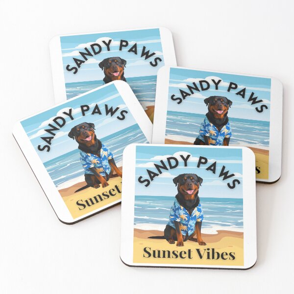 Item preview, Sandy Paws Sunset Vibes – Rottweiler in Hawaiian Shirt Beach Design designed and sold by Fredster1966.