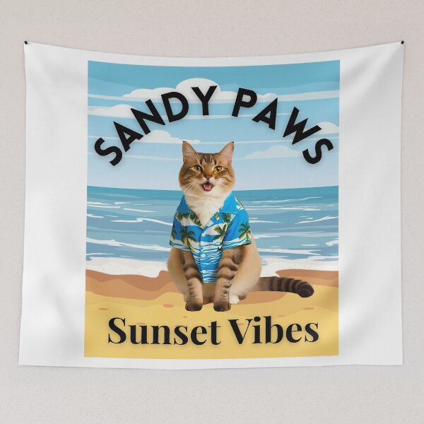 Item preview, Sandy Paws Sunset Vibes – Ragdoll Cat Tropical Beach Design designed and sold by Fredster1966.