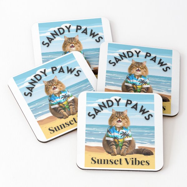 Item preview, Sandy Paws ... Sunset Vibes – Persian Cat Tropical Beach Design designed and sold by Fredster1966.
