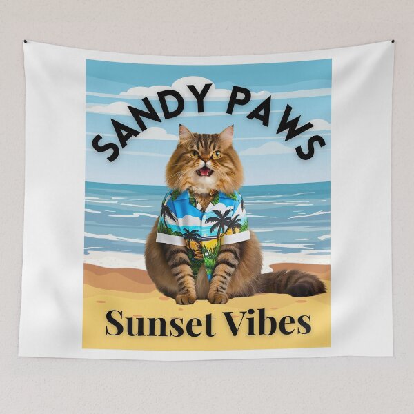 Item preview, Sandy Paws ... Sunset Vibes – Persian Cat Tropical Beach Design designed and sold by Fredster1966.