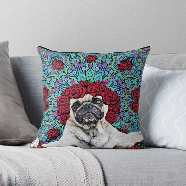 GRATEFUL PUG Throw Pillow