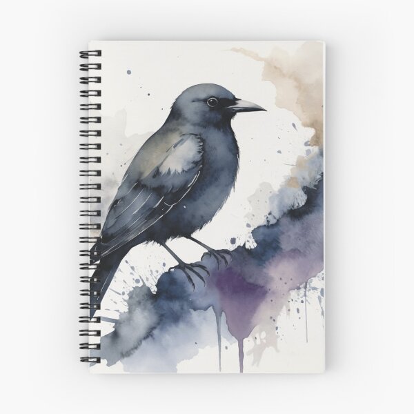 Item preview,  Black Bird in a Silent Watercolor Dream designed and sold by WaterBirdArt.