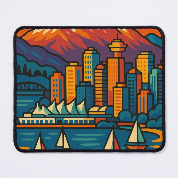 Item preview, Digital Retro Pop Art of Vancouver | Colorful Cityscape with Vintage Vibes | Bold Vancouver Landmark Art | Modern Nostalgia Meets Urban Charm | Funky Downtown View in Retro Style designed and sold by PaintedPixels01.