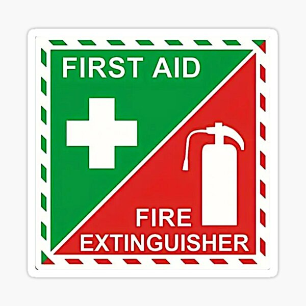 Item preview, FIRST AID & FIRE EXTINGUISHER  - Square Logo designed and sold by RENAGADE4LYF.