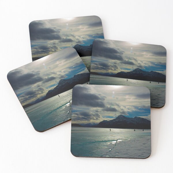 Item preview, People walking on a frozen mountain lake designed and sold by InkinZ.