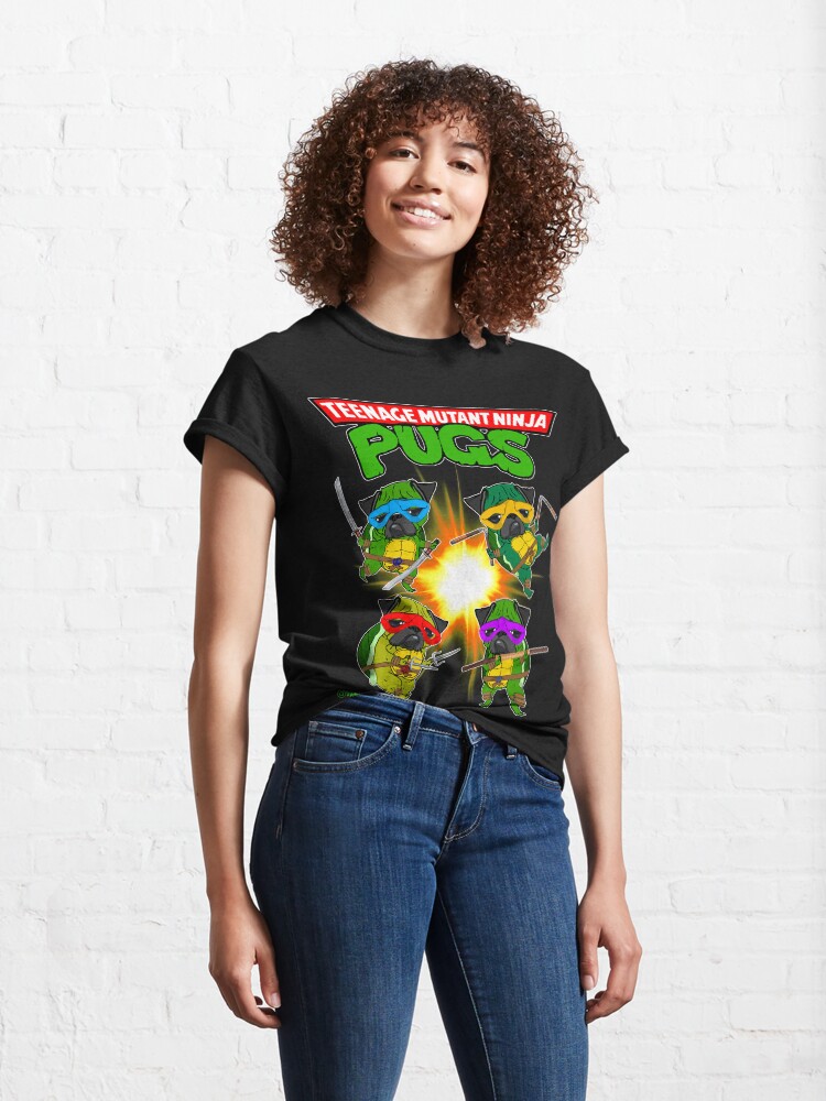 Thumbnail 4 of 7, Classic T-Shirt, Teenage Mutant Ninja Pugs designed and sold by darklordpug.